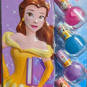 Disney Belle Nail Polish Set with Pink, Blue, and Purple